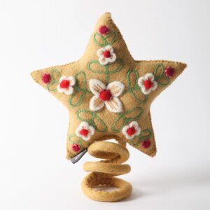 French Knot Felt Christmas Tree Star Topper - Yellow